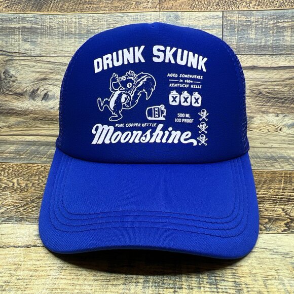 Other - Drunk Skunk Moonshine Unisex Trucker Hat Blue Snapback Kentucky Baseball Cap